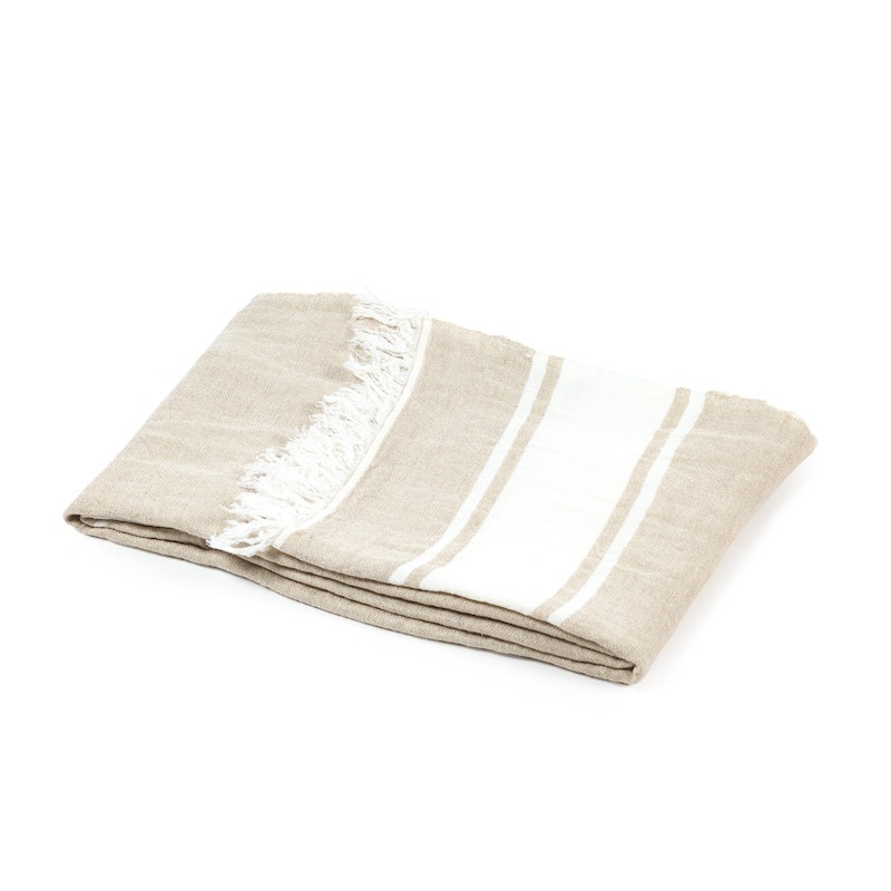 The Belgian Guest towel 21.5"x25.5" Flax stripe