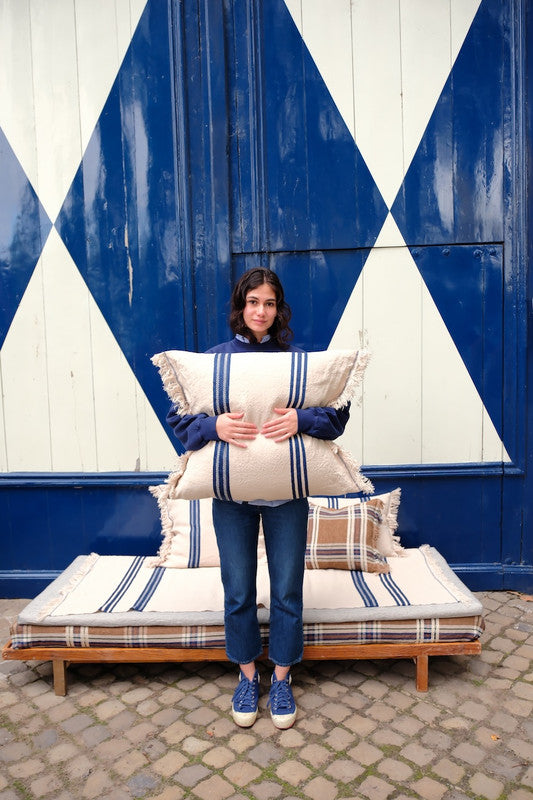indigo stripe lifestyle pillow cover