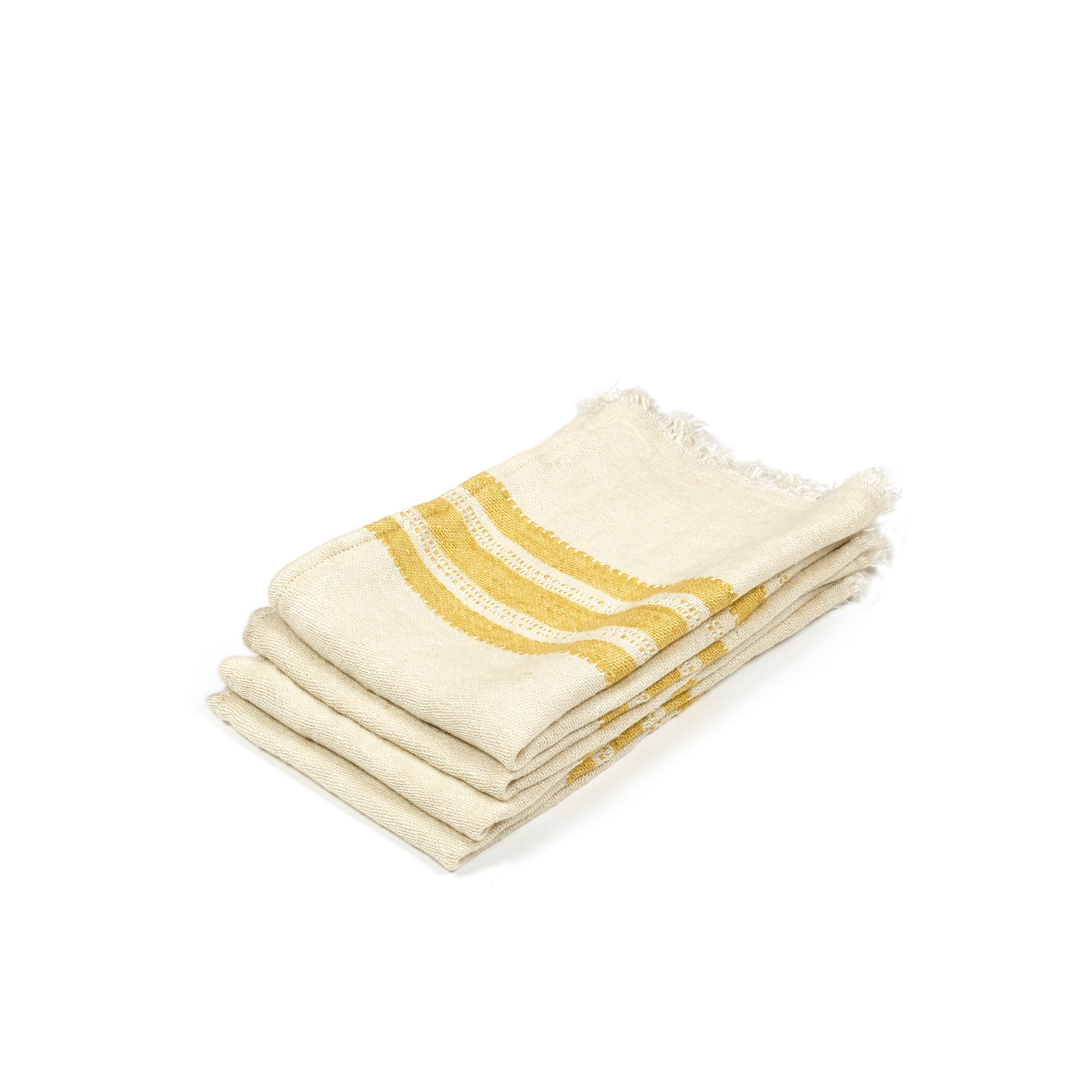 The Belgian Towel Small fouta 14"x20" Mustard stripe  Set of 6
