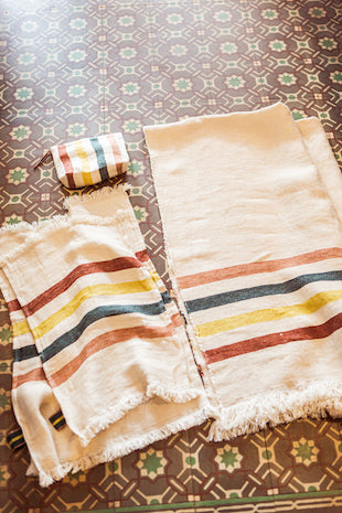 The Belgian Towel Small fouta 14"x20" Lake stripe  Set of 6