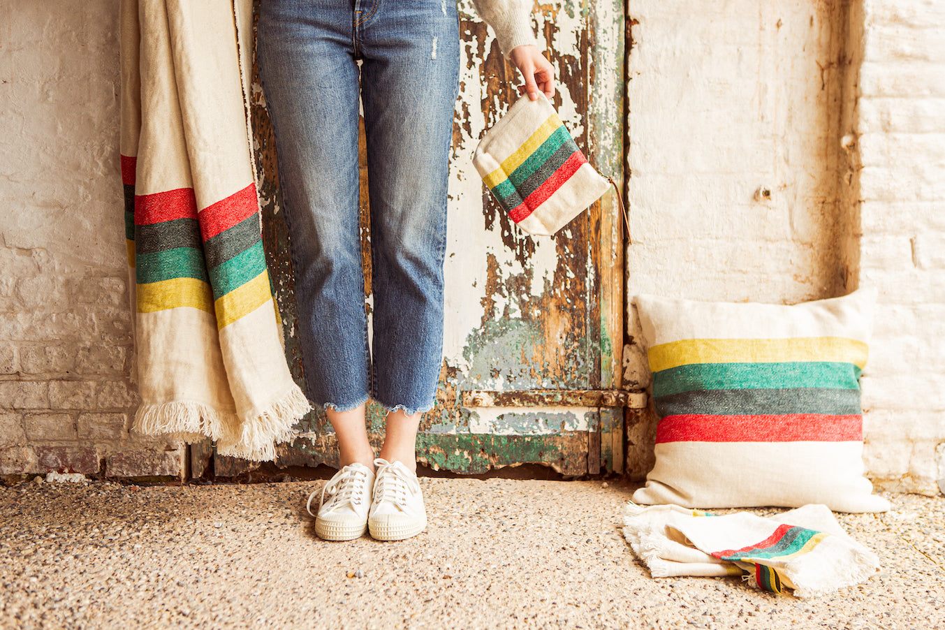 The Belgian Guest Towel Fouta 21.5"x25.5" Summer stripe  Set of 6