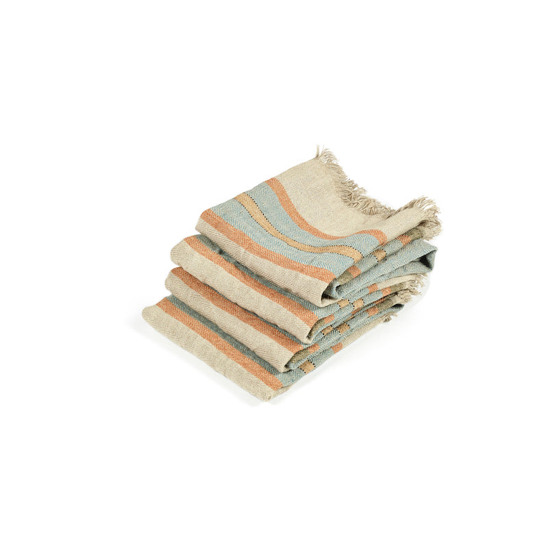 The Belgian Towel Small fouta 14"x20" Multi stripe  Set of 6