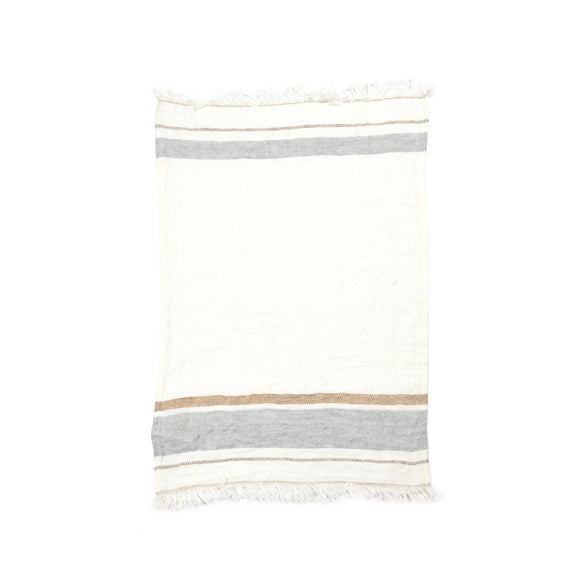 The Belgian Guest Towel Fouta 21.5"x25.5" Oyster stripe  Set of 6
