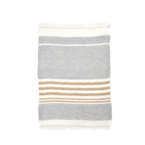 The Belgian Guest Towel Fouta 21.5"x25.5" Ash stripe  Set of 6