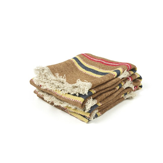 The Belgian Guest Towel Fouta 21.5"x25.5" Camp stripe  Set of 6