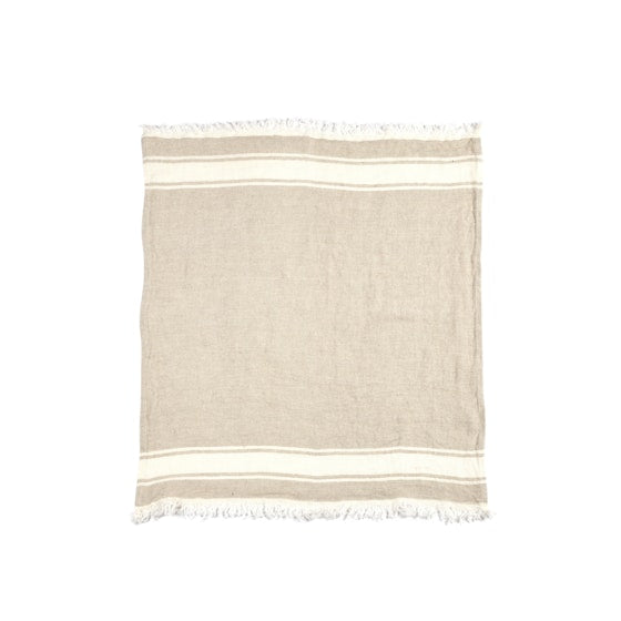 The Belgian Guest Towel Fouta 21.5"x25.5" Flax stripe  Set of 6