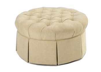 Round Tufted Skirted Ottoman